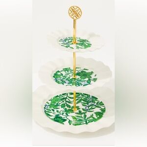 NIB NEW LILLY PULITZER GWP TIERED TRAY FIDDLE LEAF GREEN GIFT WITH PURCHASE